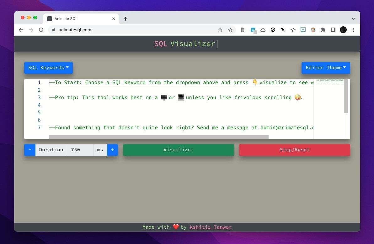 Visualize SQL Queries - SQLクエリをアニメーションでわかりやすく視覚化かしてくれるWebサービス | ソフトアンテナ