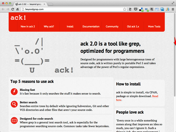Ack 2 02  beyond grep a source code search tool for programmers