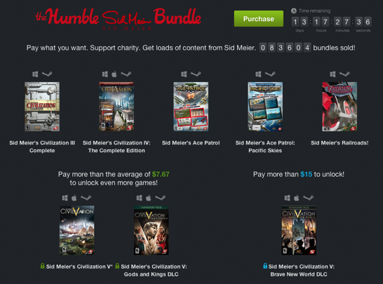 Humble Sid Meier Bundle  pay what you want and help charity