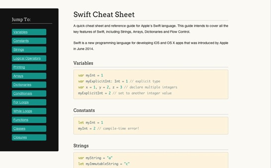 Swift Cheat Sheet
