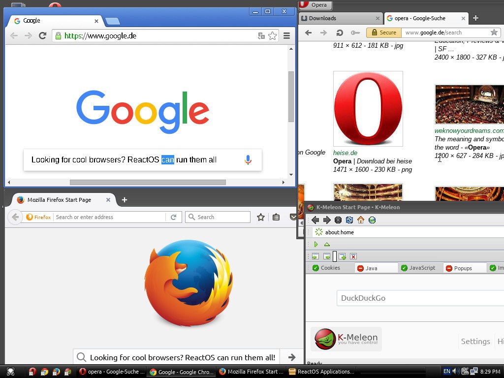 4 browsers Themed quicklaunch