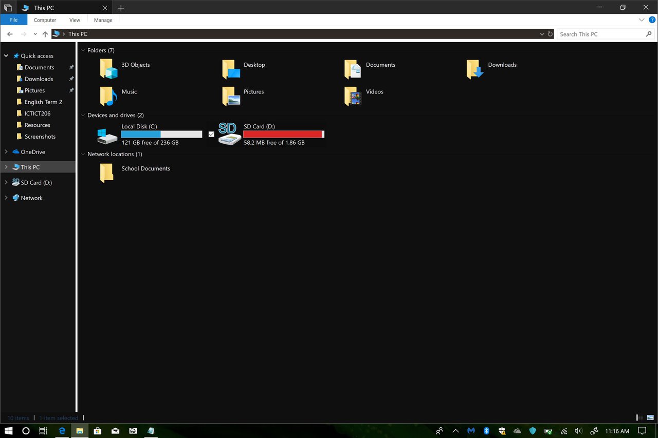 Windows 10 file explorer s dark theme improved in latest redstone 5 build 520988 2