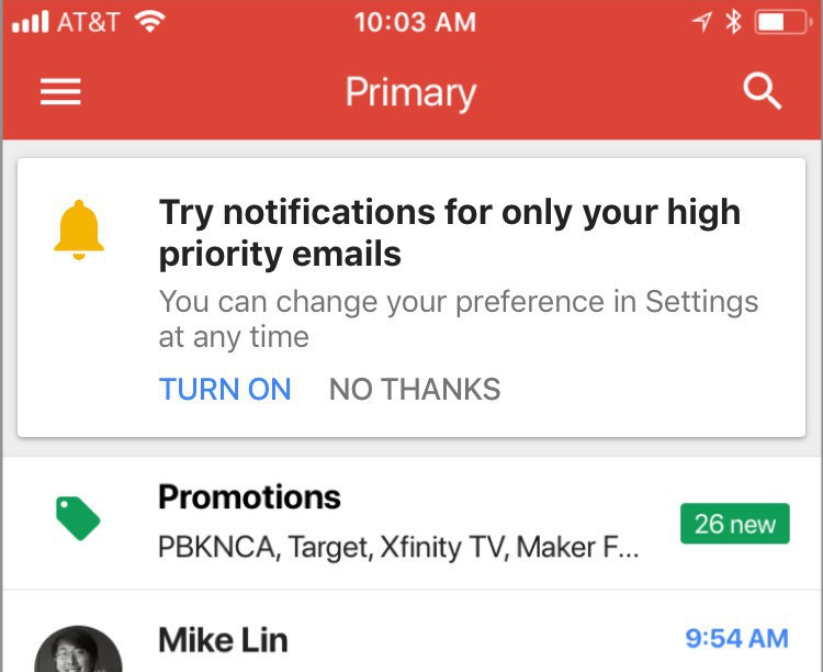 High priority notifications