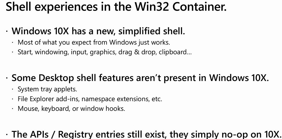 Windows 10X limitations