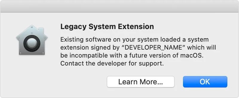 Macos catalina legacy system extension alert