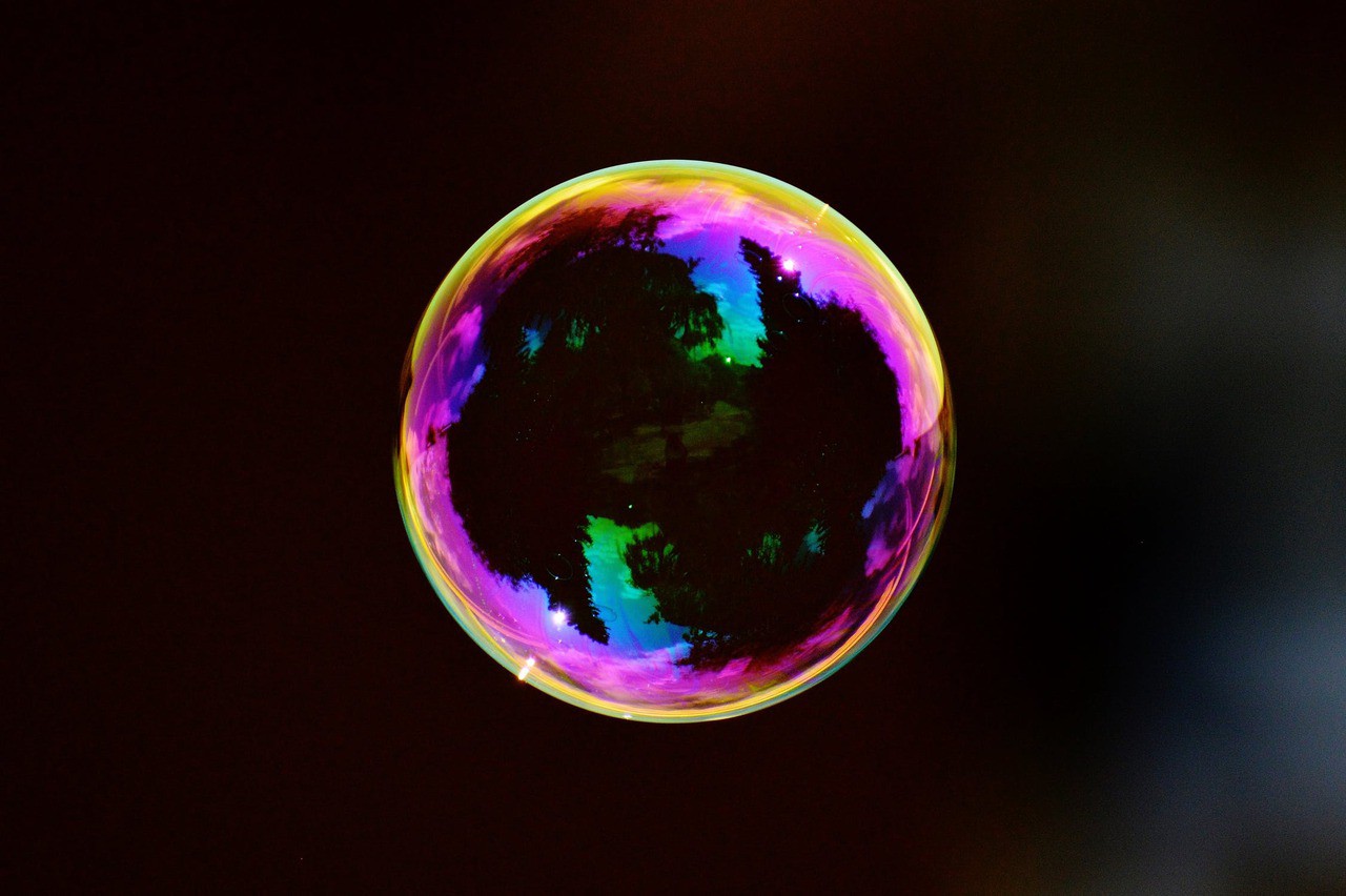 Soap bubble colorful ball soapy water