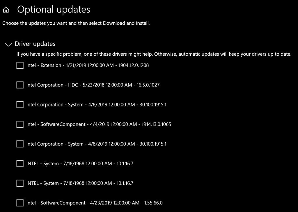 Windows 10 driver update problem