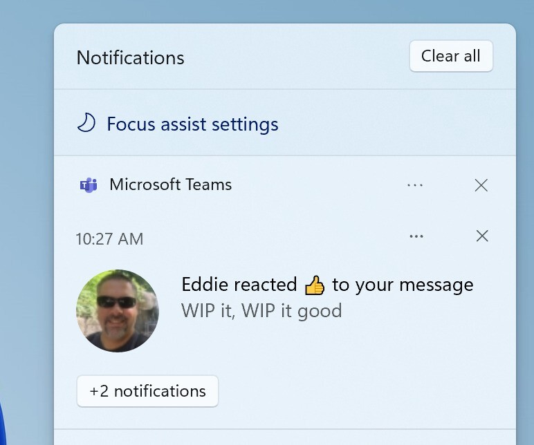 Focus assist settings notifications
