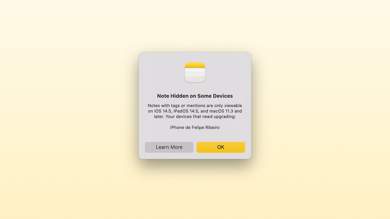 Notes app iOS 15 macOS Monterey compatibility