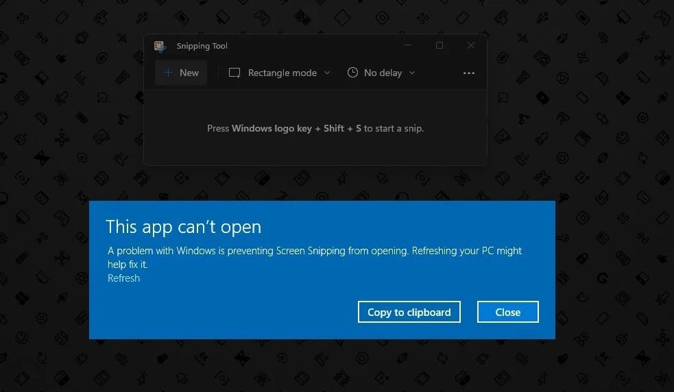 This app cant open Snipping Tool