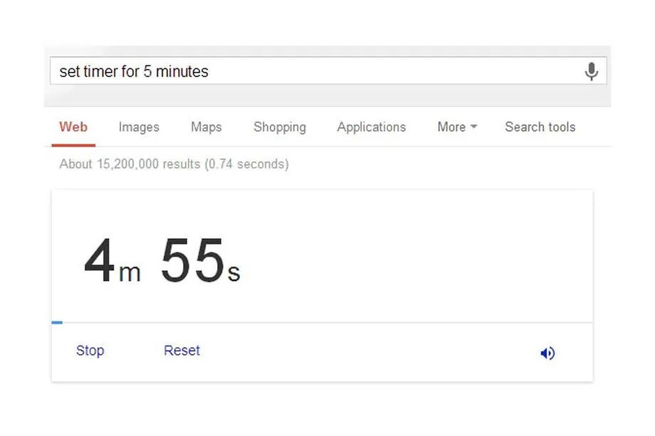 Google search set timer 0
