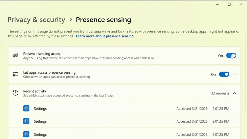 Presense sensing settings 1280x720 1024x576