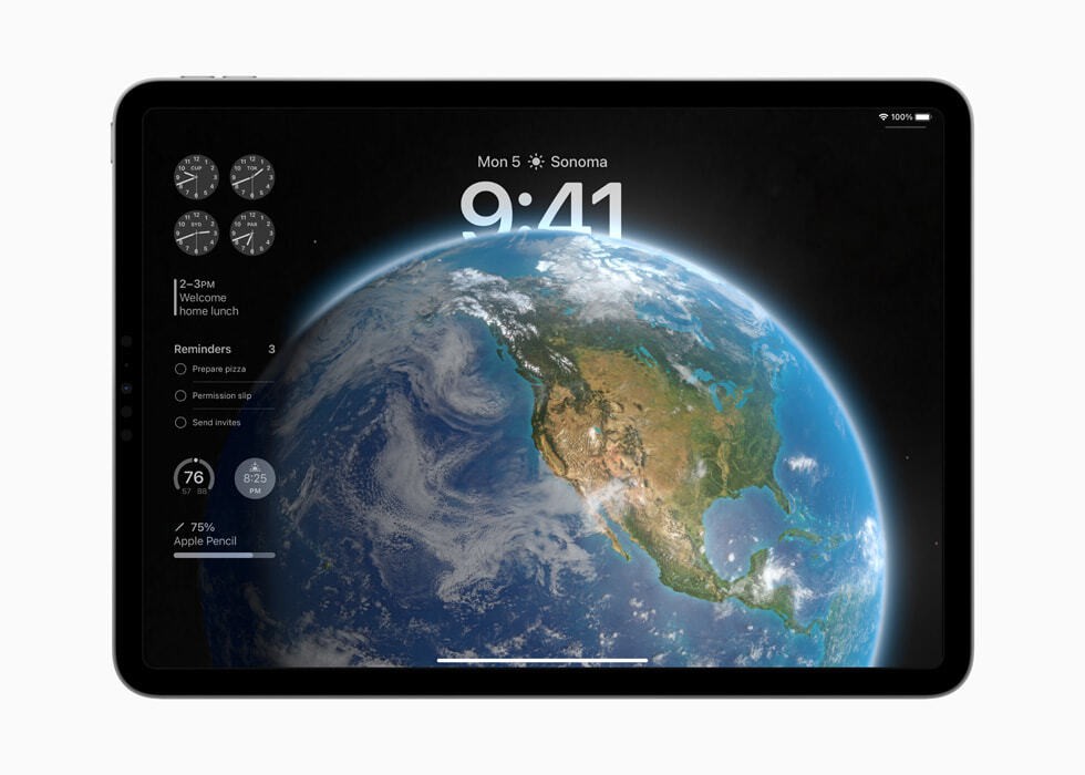 Apple WWDC23 iPadOS 17 Lock Screen Earth with widgets 230605 big jpg large