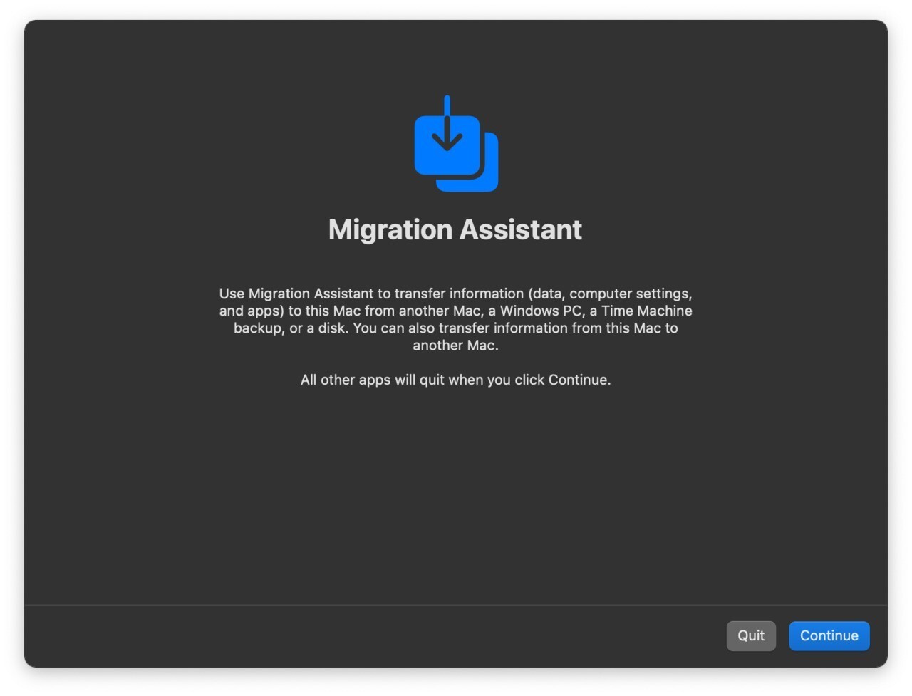 Migration Assistant macOS