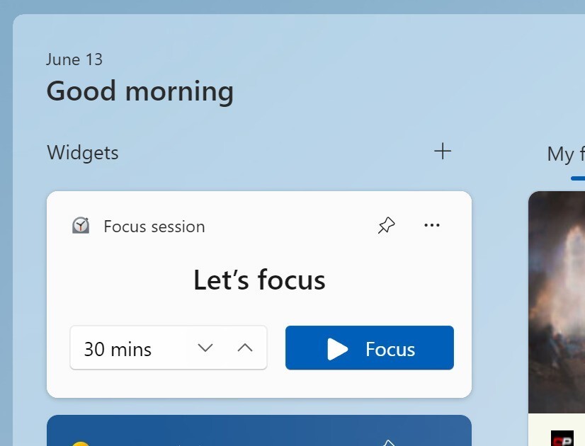 Focus session widget