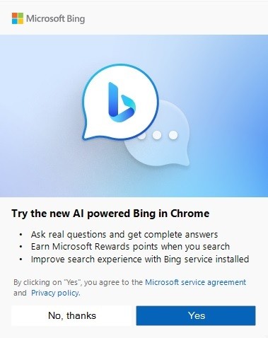 Chrome with Bing