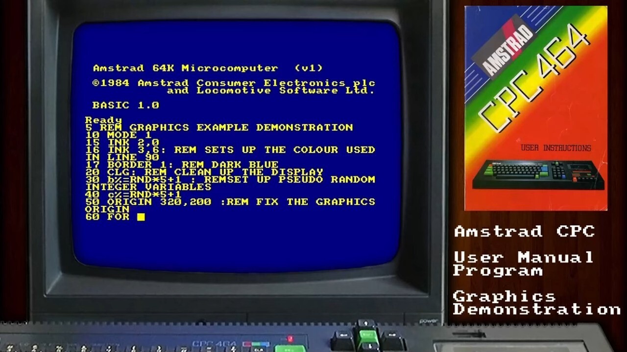 Graphics Program Demonstration  Amstrad CPC 464  BASIC 1 0 1 6 screenshot
