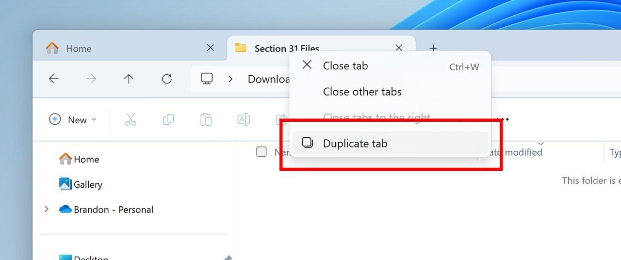 Fe duplicate tab