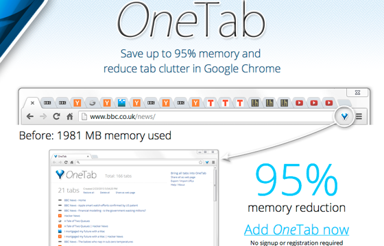 OneTab extension for Google Chrome  save 95 memory and reduce tab clutter