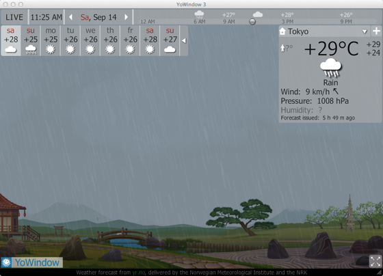 アニメーションが楽しいmac用天気予報アプリ Yowindow が期間限定無料 ソフトアンテナブログ
