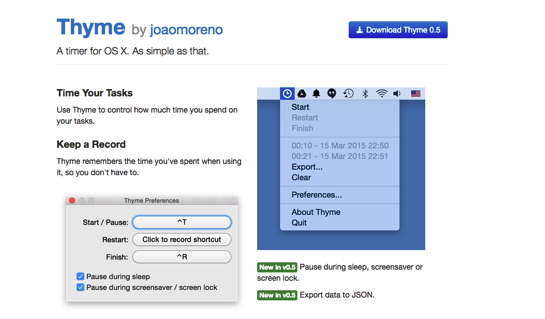 Mac用のシンプルなオープンソースタイムトラッキングアプリ Thyme ソフトアンテナブログ