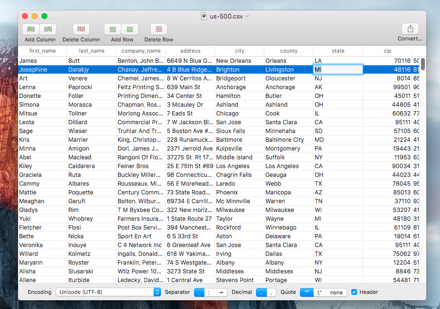Table Tool シンプルで使いやすいmac用のオープンソースのcsvエディタ ソフトアンテナブログ