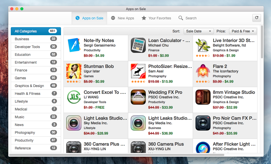 セール中のmacアプリをリストアップできる Apps On Sale が無料化した本日のアプリセールまとめ ソフトアンテナブログ