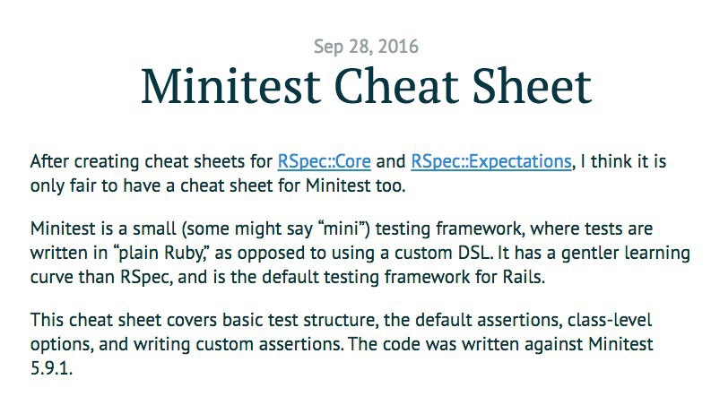 Minitest cheat sheet pdf