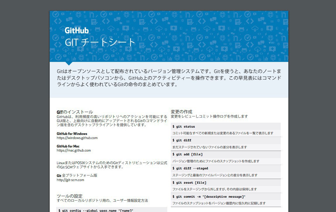 Github Gitチートシート Github公式のgit虎の巻 ソフトアンテナブログ