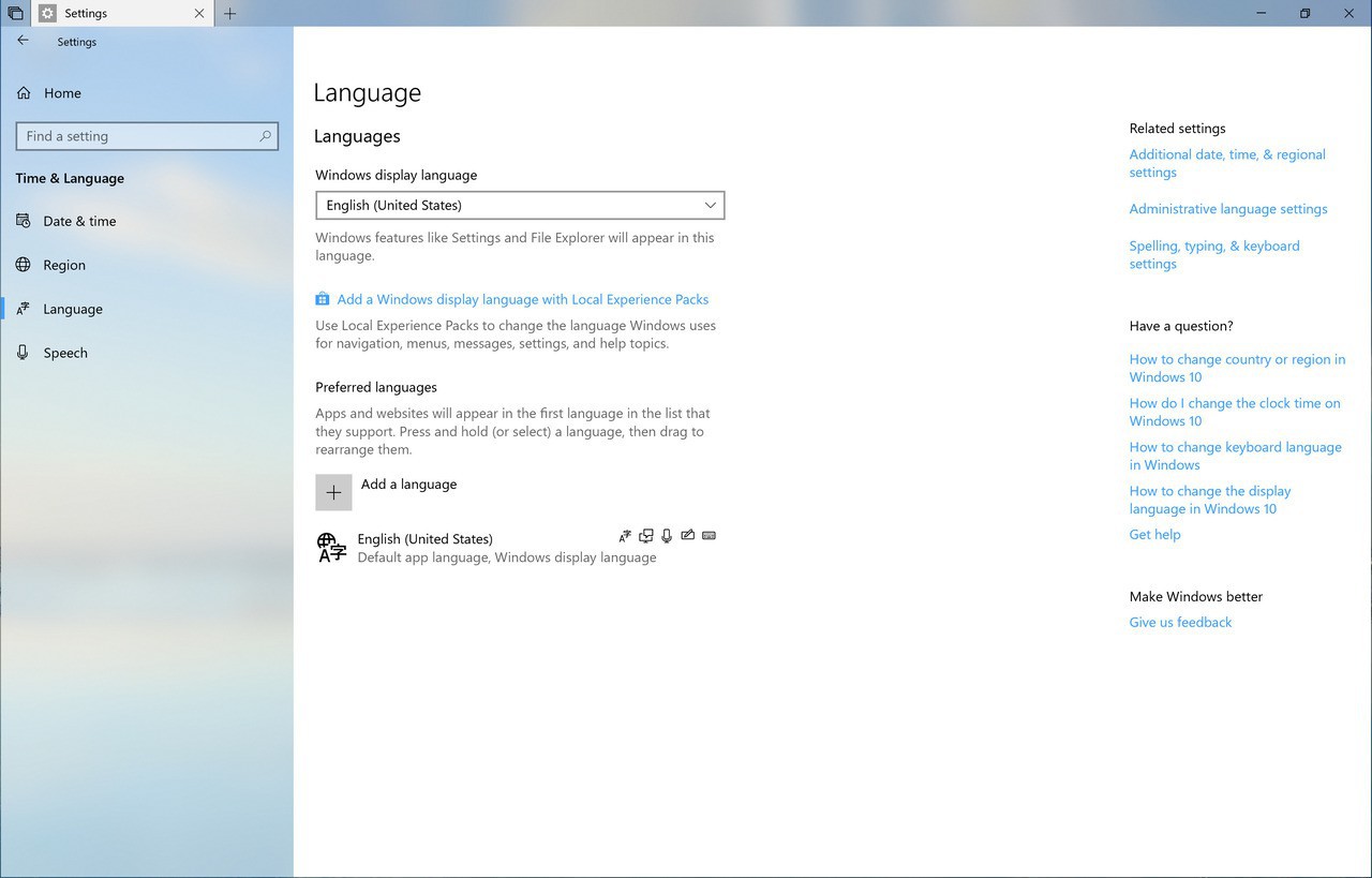 Windows display language только английский. Windows 10 Regional settings. Language settings. Regional format Windows. Dev Windows 10 feature experience Pack 321.7601.0.3.