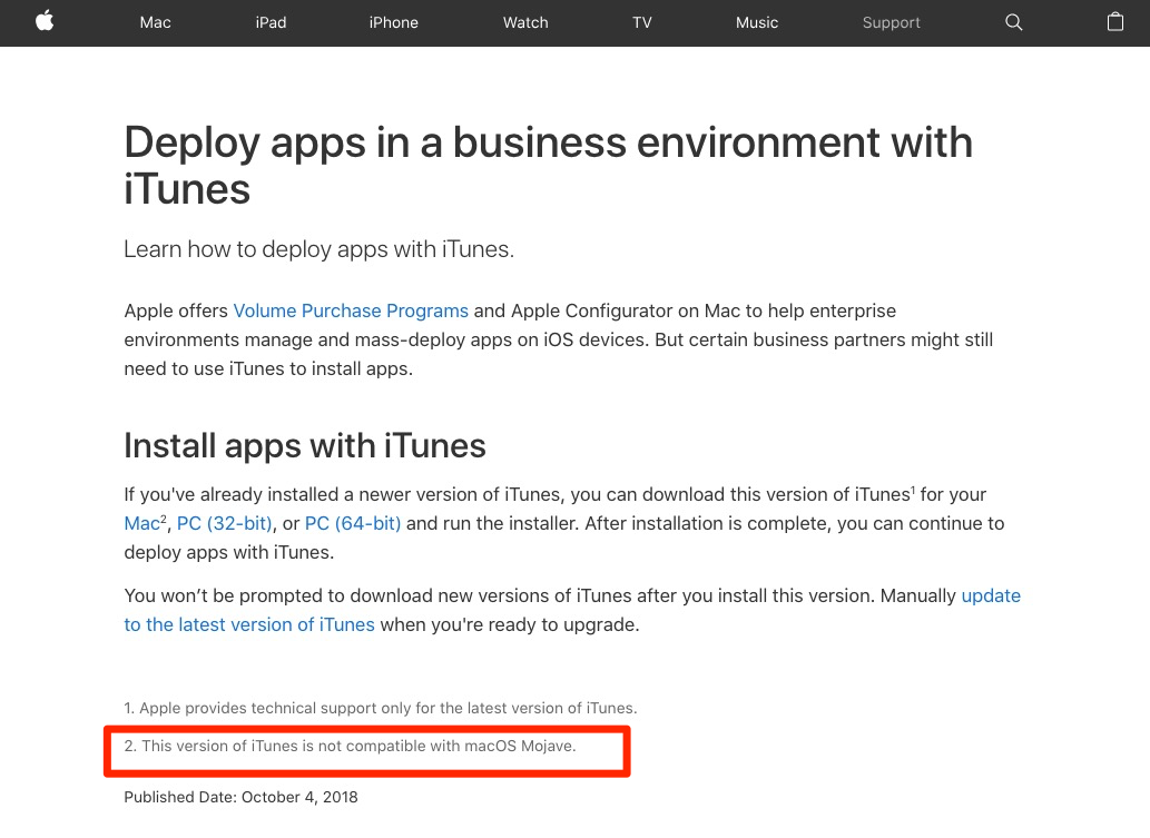 Apple Itunes 12 6 5 For Macのダウンロードリンクを復活させるもmacos Mojaveとの互換性はないと明記 ソフトアンテナブログ