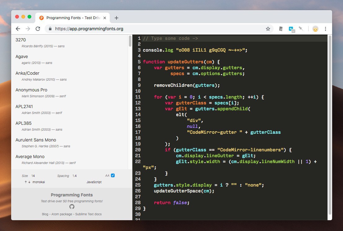 Programming Fonts 50以上のプログラミング言語をブラウザ上で確認できるwebサービス ソフトアンテナブログ