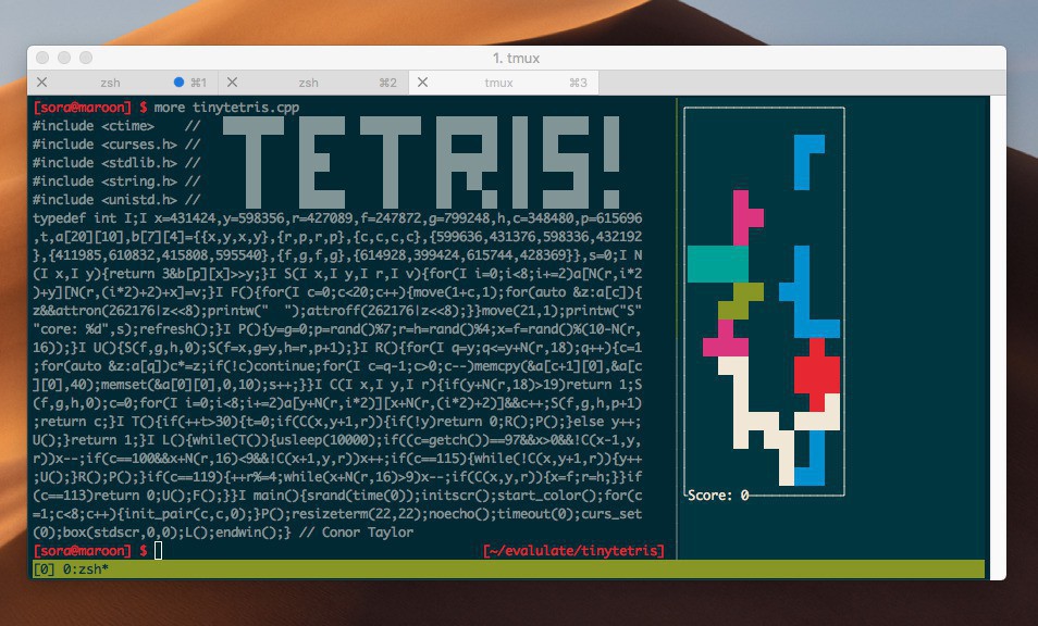Tinytetris わずか80x23のソースコードで構成された極小テトリスゲーム ソフトアンテナ