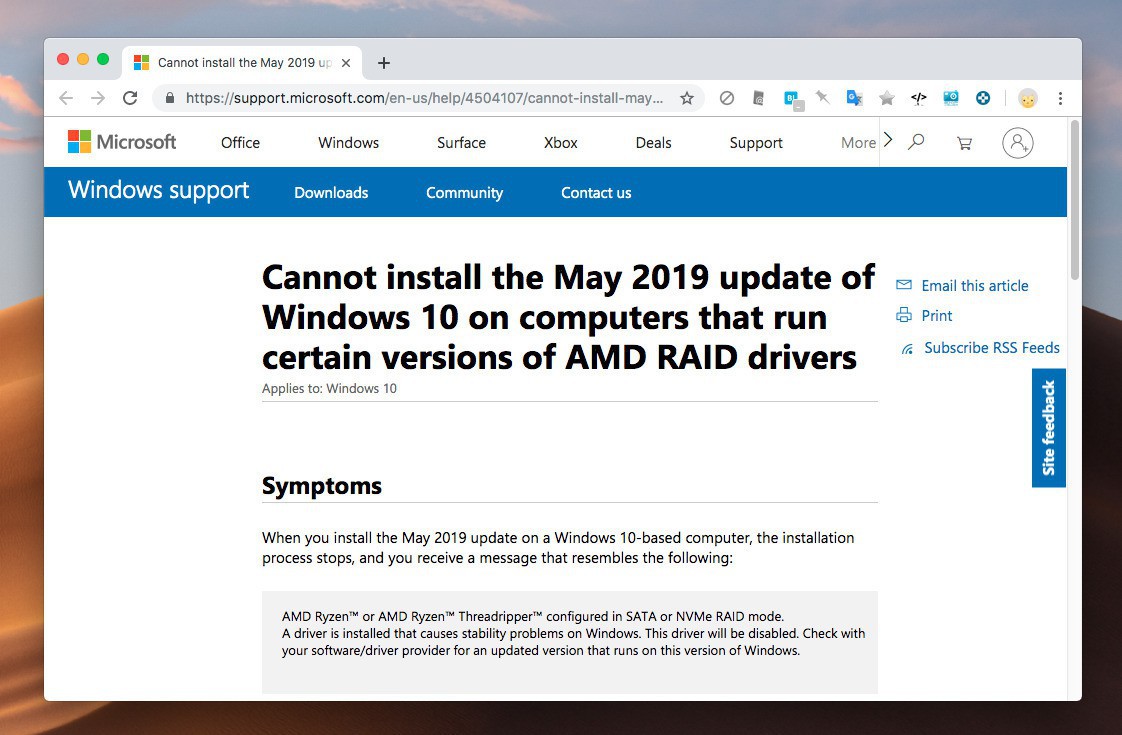 特定のamd Raidドライバを実行しているデバイスでwindows 10 May 19 Updateのインストールが失敗 ソフトアンテナブログ